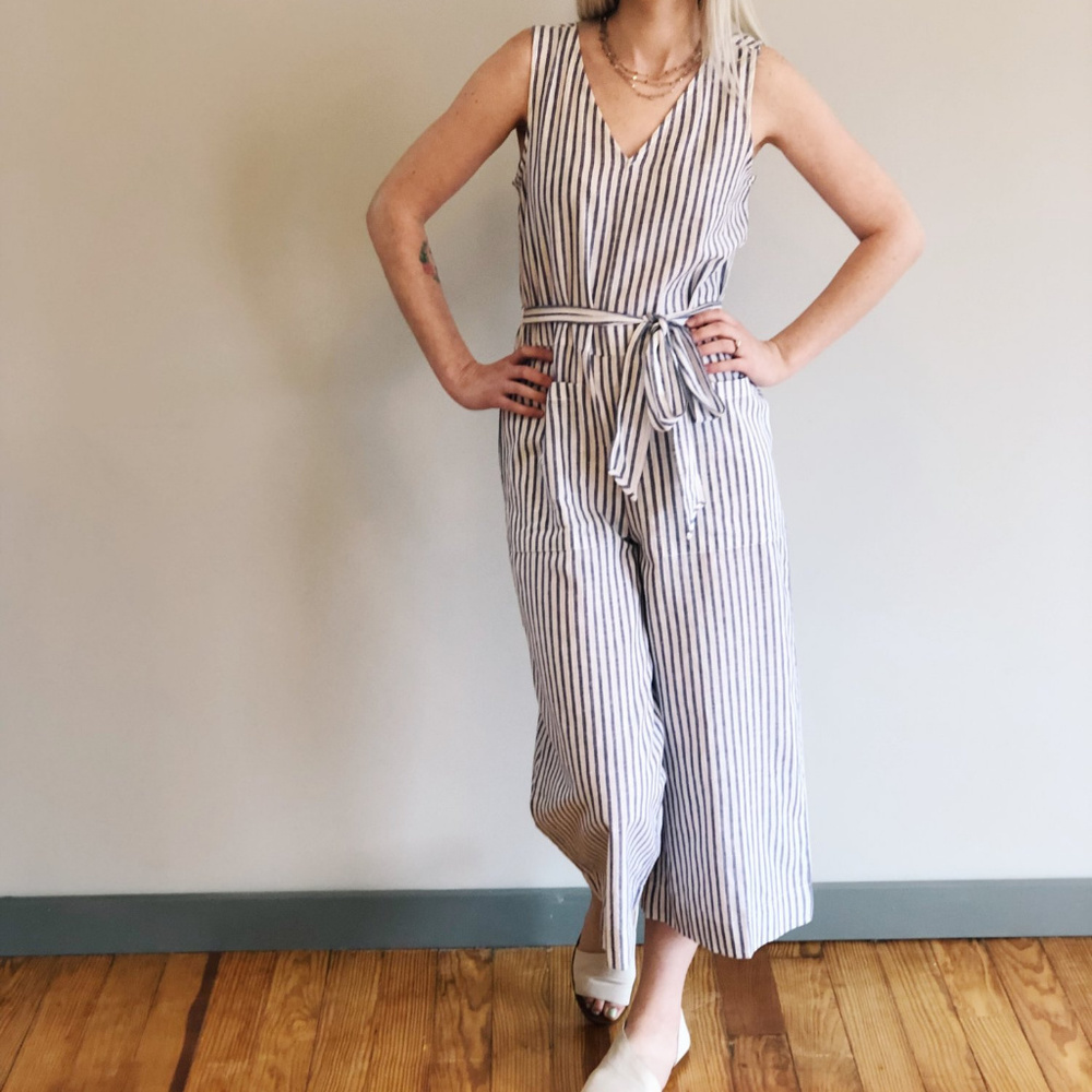 BeachLunchLounge Navy Strip Jumpsuit